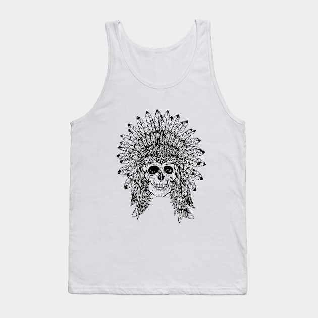 Tribal style gothic skull with feather crown Graphic collection Tank Top by octanedesigns